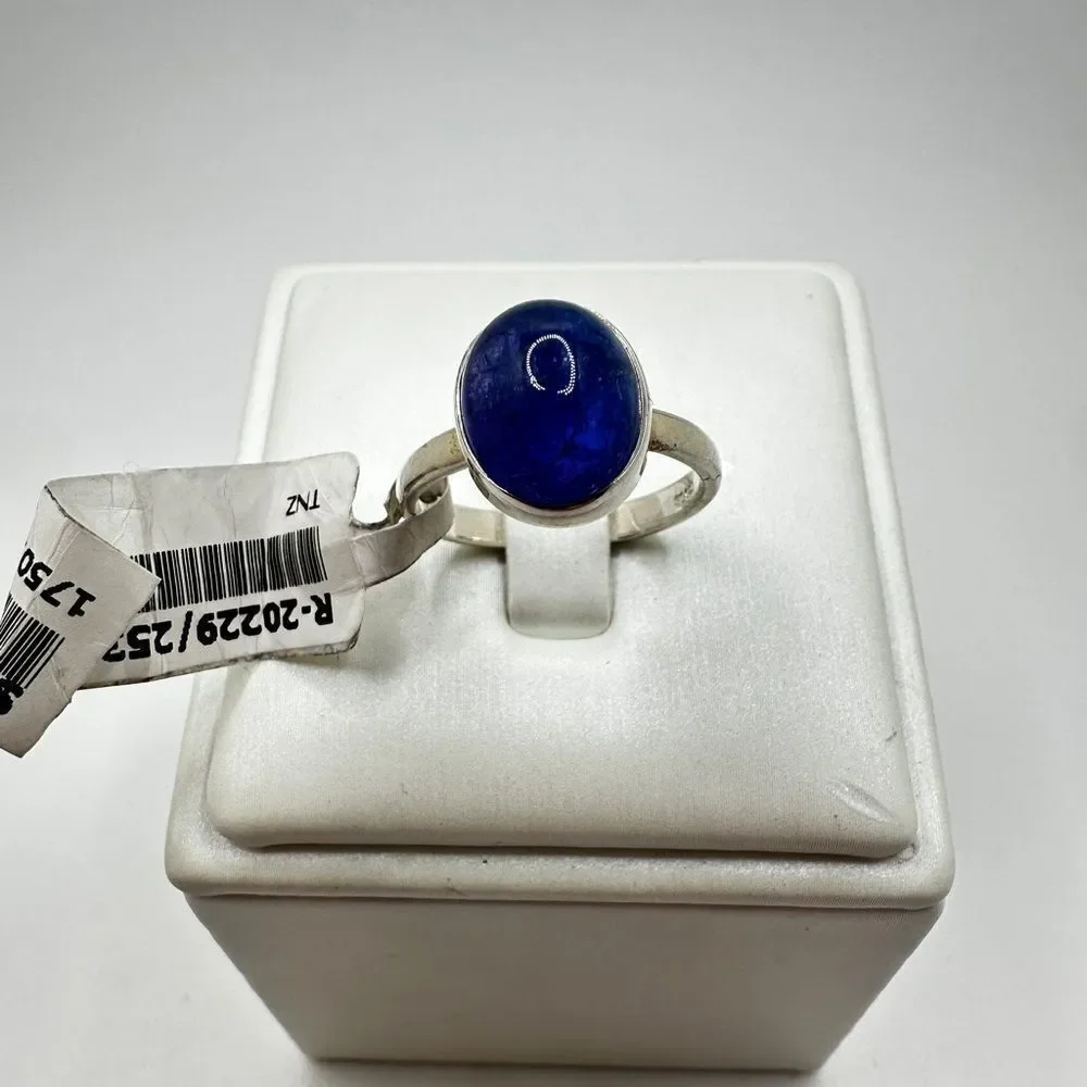 NWT‎ 9x11mm oval cut Tanzanite cabochon solitaire ring in sterling silver!